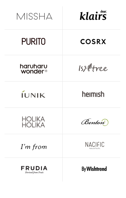 Übersicht auf mobile von Marken Logos der koreanischen Kosmetik Hautpflege
