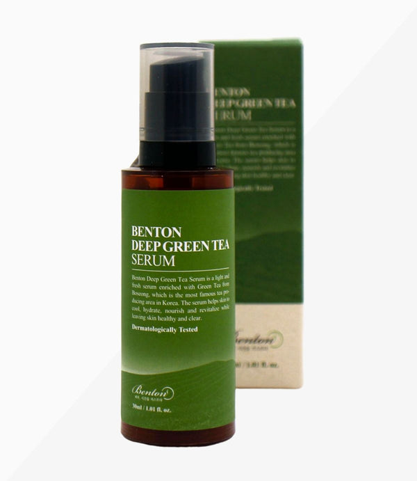 Foto von BENTON Deep Green Tea Serum mit Verpackung