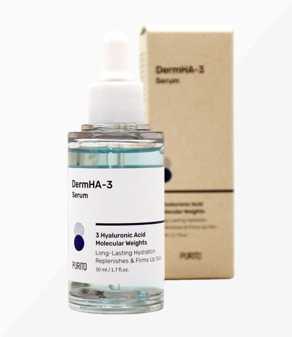 Foto von PURITO DermHA-3 Hyaluron Serum mit Verpackung